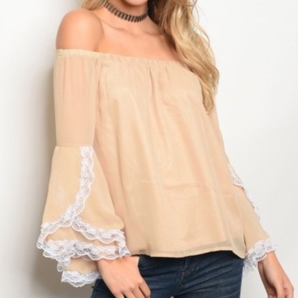 Taupe Off Shoulder Top